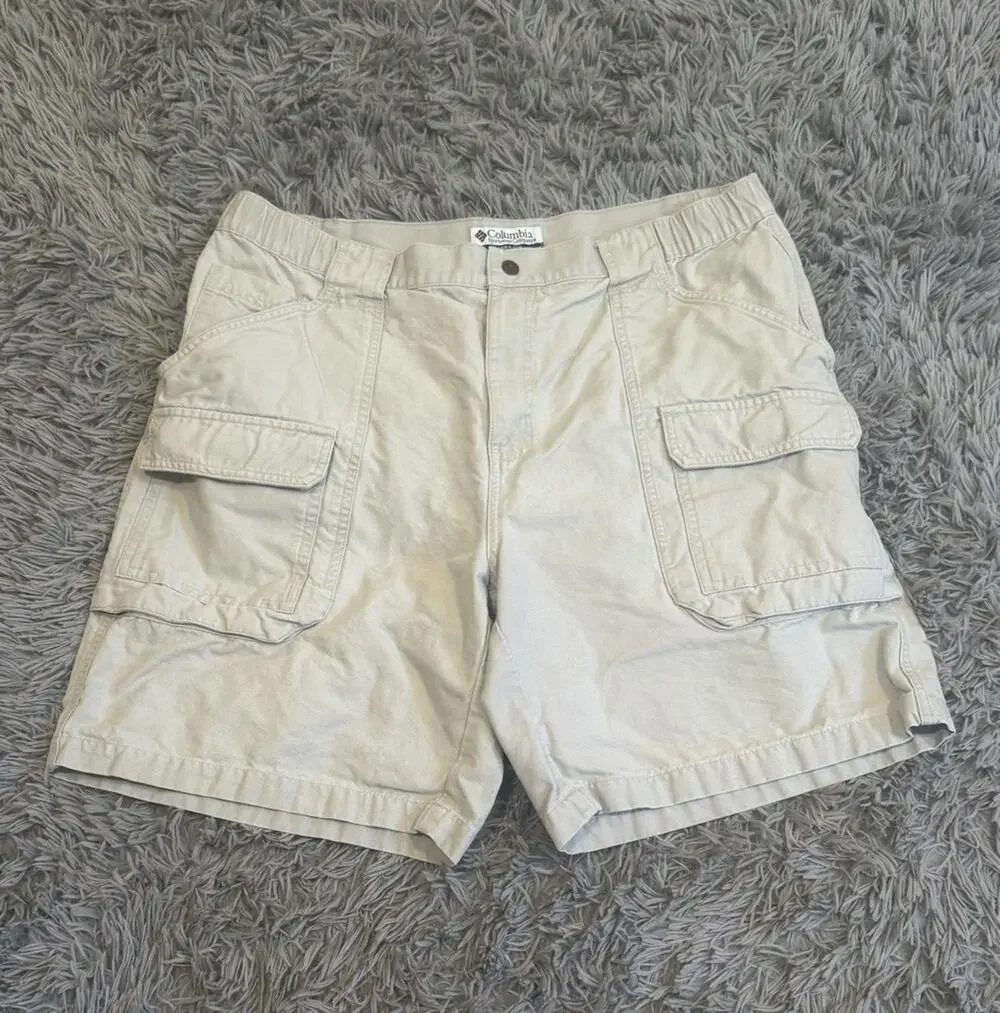 Columbia Shorts Mens Large Beige Cargo Pocket Chino Khaki Outdoor Gorpcore